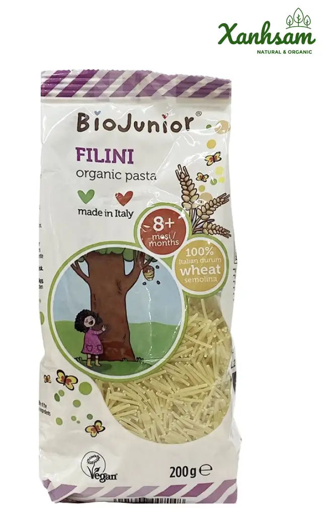 MÌ NUI ĂN DẶM hữu cơ cho bé DẠNG SỢI (từ 8 tháng tuổi) – EU Organic – Bio Junior – Italy – 200gr