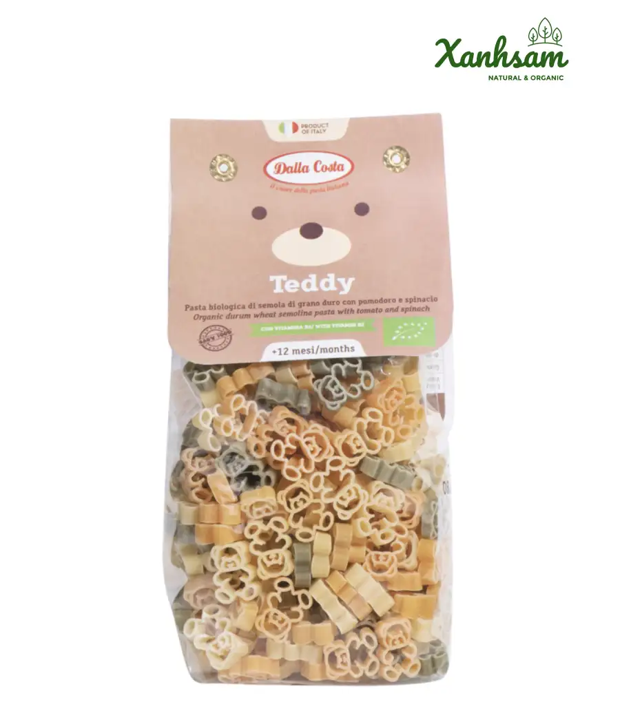 Nui RAU CỦ hữu cơ HÌNH GẤU TEDDY – EU Organic – Dalla Costa – Italy – 200gr