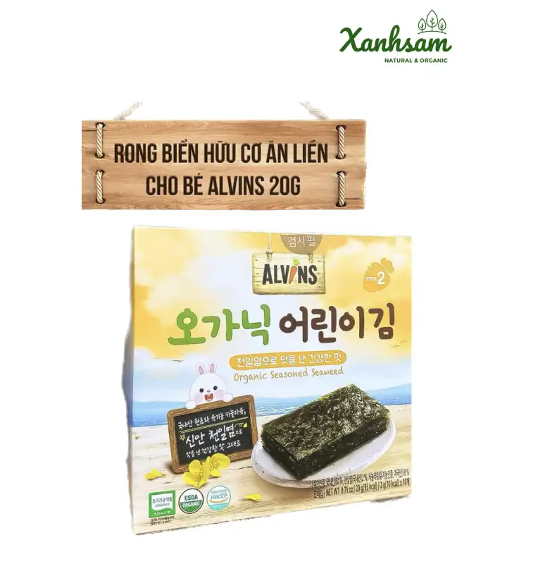 RONG BIỂN hữu cơ ĂN LIỀN cho bé 20gr – USDA – Alvins – Hàn Quốc
